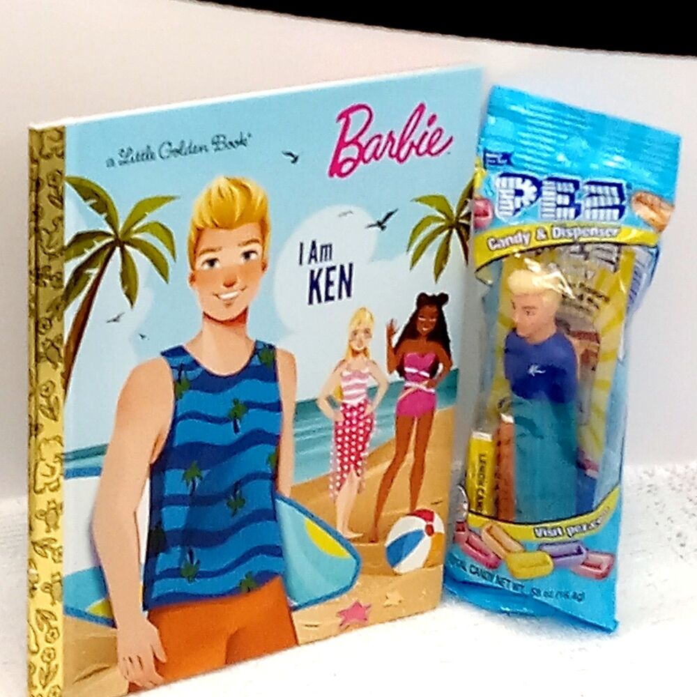 Barbie I Am Ken Camping Golden Book and PEZ Dispenser New